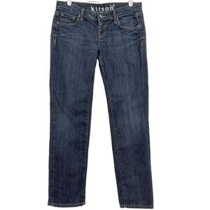 KITSON LA Women's Only me Straight Leg Denim Jeans Size 29 Low Rise Stretch Navy